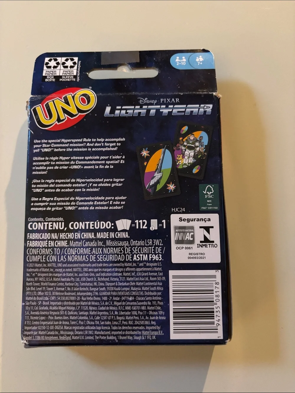 Mattel UNO Lightyear Card Game – Blue, Red, Green, Orange